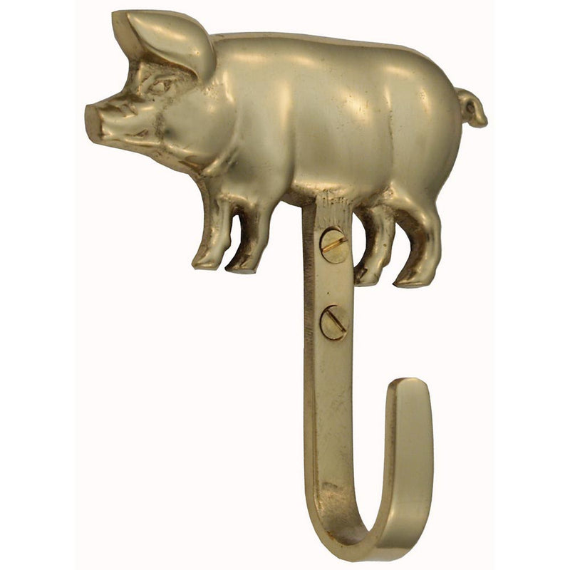 Hook Robe Pig Polished Brass